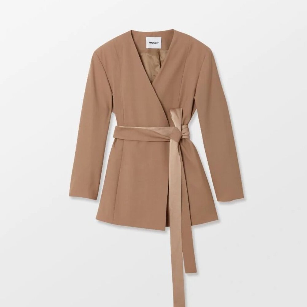 AMBUSH Kimono Blazer Natural Tan Color Handmade in Italy Sz 14 NWT